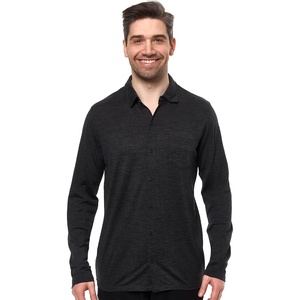 image:image100 Merino Wool Button Up Shirt Men  Long amp Short Sleeve Breathable  Lightweight Breathable Merino Wool Naturally OdorResistant Soft Office Casual Outdoor Shirt with PocketCharcoal Long
