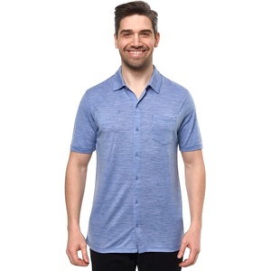 image:image100 Merino Wool Button Up Shirt Men  Long amp Short Sleeve Breathable  Lightweight Breathable Merino Wool Naturally OdorResistant Soft Office Casual Outdoor Shirt with PocketDeep Blue Short