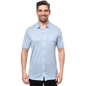 image:image100 Merino Wool Button Up Shirt Men  Long amp Short Sleeve Breathable  Lightweight Breathable Merino Wool Naturally OdorResistant Soft Office Casual Outdoor Shirt with PocketOxford Blue Short