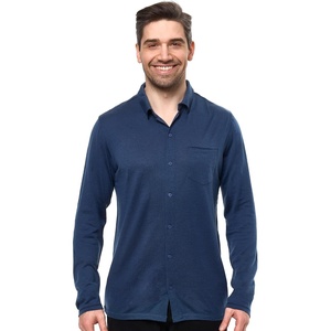 image:image100 Merino Wool Button Up Shirt Men  Long amp Short Sleeve Breathable  Lightweight Breathable Merino Wool Naturally OdorResistant Soft Office Casual Outdoor Shirt with PocketNavy Long
