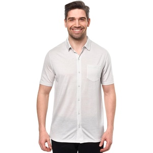 image:image100 Merino Wool Button Up Shirt Men  Long amp Short Sleeve Breathable  Lightweight Breathable Merino Wool Naturally OdorResistant Soft Office Casual Outdoor Shirt with PocketLight Grey Short