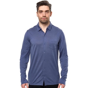 image:image100 Merino Wool Button Up Shirt Men  Long amp Short Sleeve Breathable  Lightweight Breathable Merino Wool Naturally OdorResistant Soft Office Casual Outdoor Shirt with PocketDark Blue Long