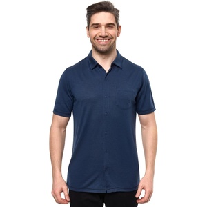image:image100 Merino Wool Button Up Shirt Men  Long amp Short Sleeve Breathable  Lightweight Breathable Merino Wool Naturally OdorResistant Soft Office Casual Outdoor Shirt with PocketNavy Short
