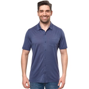 image:image100 Merino Wool Button Up Shirt Men  Long amp Short Sleeve Breathable  Lightweight Breathable Merino Wool Naturally OdorResistant Soft Office Casual Outdoor Shirt with PocketDark Blue Short
