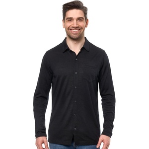 image:image100 Merino Wool Button Up Shirt Men  Long amp Short Sleeve Breathable  Lightweight Breathable Merino Wool Naturally OdorResistant Soft Office Casual Outdoor Shirt with PocketBlack Long
