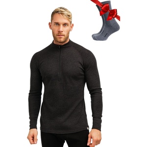 image:image100 Merino Wool Half Zip Sweater Men  Quarter Zip Thermal Base Layer  Lightweight Midweight Heavyweight Long Sleeve Breathable Pullover OdorResistant Half Zip Shirt Ideal for Hiking Skiing 320 Charcoal Grey