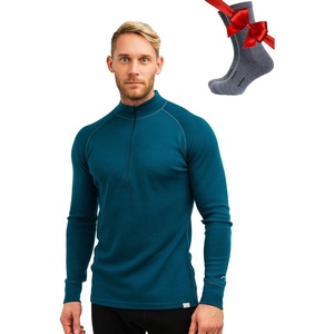 image:image100 Merino Wool Half Zip Sweater Men  Quarter Zip Thermal Base Layer  Lightweight Midweight Heavyweight Long Sleeve Breathable Pullover OdorResistant Half Zip Shirt Ideal for Hiking Skiing250 Deep Teal