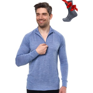 image:image100 Merino Wool Half Zip Sweater Men  Quarter Zip Thermal Base Layer  Lightweight Midweight Heavyweight Long Sleeve Breathable Pullover OdorResistant Half Zip Shirt Ideal for Hiking Skiing165 Deep Blue