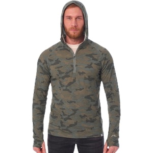 image:image100 Merino Wool Hoodie Men  Slim Fit Quarter Zip Thermal Base Layer Top  Lightweight Hoodie Breathable Naturally OdorResistant MoistureWicking Sweatshirt Ideal for Hiking Travel Camping190 Camo