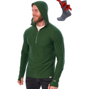 image:image100 Merino Wool Hoodie Men  Slim Fit Quarter Zip Thermal Base Layer Top  Lightweight Hoodie Breathable Naturally OdorResistant MoistureWicking Sweatshirt Ideal for Hiking Travel Camping190 Olive