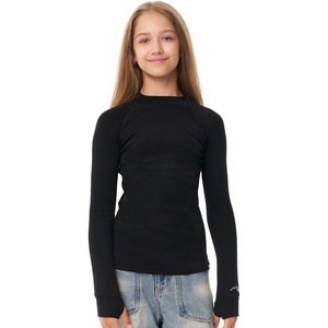 image:image100 Merino Wool Kids Long Sleeve Turtleneck Midweight Thermal Base Layer  Unisex Soft NonItchy 250 GSM KidsYouth Clothes School Undershirt Moisture Wicking 175um OdorResistant Boys amp Girls260 Black