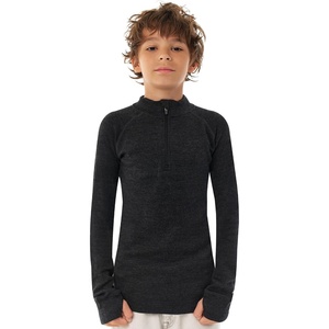 image:image100 Merino Wool Kids Quarter Zip  Midweight Thermal Base Layer 14 Zip  Unisex Soft NonItchy 250 GSM Kids Youth Clothes School Undershirt Moisture Wicking 175um OdorResistant Long Sleeve260 Charcoal Grey