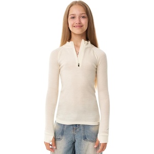 image:image100 Merino Wool Kids Quarter Zip  Midweight Thermal Base Layer 14 Zip  Unisex Soft NonItchy 250 GSM Kids Youth Clothes School Undershirt Moisture Wicking 175um OdorResistant Long Sleeve260 Natural White