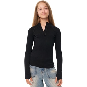 image:image100 Merino Wool Kids Quarter Zip  Midweight Thermal Base Layer 14 Zip  Unisex Soft NonItchy 250 GSM Kids Youth Clothes School Undershirt Moisture Wicking 175um OdorResistant Long Sleeve260 Black