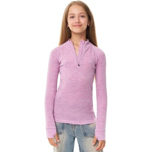 image:image100 Merino Wool Kids Quarter Zip  Midweight Thermal Base Layer 14 Zip  Unisex Soft NonItchy 250 GSM Kids Youth Clothes School Undershirt Moisture Wicking 175um OdorResistant Long Sleeve260 Heather Lilac