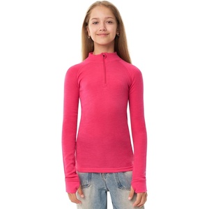 image:image100 Merino Wool Kids Quarter Zip  Midweight Thermal Base Layer 14 Zip  Unisex Soft NonItchy 250 GSM Kids Youth Clothes School Undershirt Moisture Wicking 175um OdorResistant Long Sleeve260 Pink