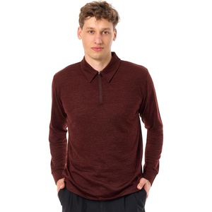 image:image100 Merino Wool Polo Shirt Men  Quarter Zip Long and Short Sleeve  Lightweight Breathable Merino Wool Casual Shirts Naturally AntiOdor MoistureWicking Ideal for Travel Everyday WearBordo Long