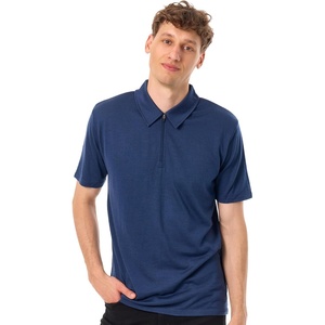 image:image100 Merino Wool Polo Shirt Men  Quarter Zip Long and Short Sleeve  Lightweight Breathable Merino Wool Casual Shirts Naturally AntiOdor MoistureWicking Ideal for Travel Everyday WearNavy