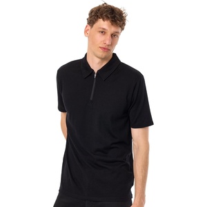 image:image100 Merino Wool Polo Shirt Men  Quarter Zip Long and Short Sleeve  Lightweight Breathable Merino Wool Casual Shirts Naturally AntiOdor MoistureWicking Ideal for Travel Everyday WearBlack
