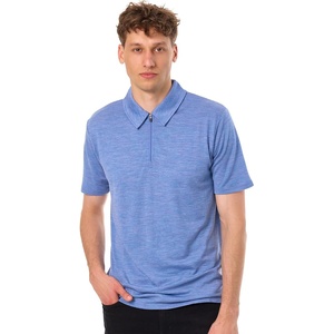 image:image100 Merino Wool Polo Shirt Men  Quarter Zip Long and Short Sleeve  Lightweight Breathable Merino Wool Casual Shirts Naturally AntiOdor MoistureWicking Ideal for Travel Everyday WearDeep Blue