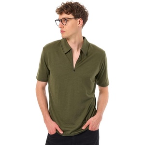 image:image100 Merino Wool Polo Shirt Men  Quarter Zip Long and Short Sleeve  Lightweight Breathable Merino Wool Casual Shirts Naturally AntiOdor MoistureWicking Ideal for Travel Everyday WearDark Olive