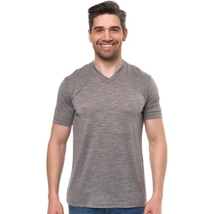 image:image100 Merino Wool Shirt Men  Short Sleeve Top Sport Thermal Base Layer  Lightweight Breathable Merino Wool Undershirt Naturally OdorResistant MoistureWicking Ideal for Hiking Sport TravelGrey Melange V