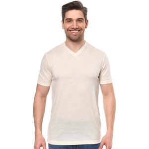 image:image100 Merino Wool Shirt Men  Short Sleeve Top Sport Thermal Base Layer  Lightweight Breathable Merino Wool Undershirt Naturally OdorResistant MoistureWicking Ideal for Hiking Sport TravelIvory White V
