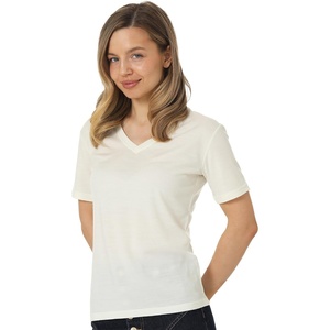 image:image100 Merino Wool Shirt Women  Short Sleeve Tee Base Layer Top Undershirt  Lightweight Breathable Merino Wool TShirt Naturally OdorResistant Soft MoistureWicking Hiking OutdoorWhite Creamy V