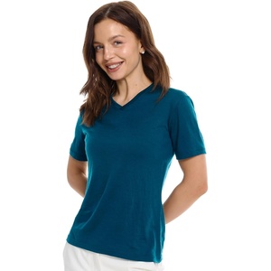 image:image100 Merino Wool Shirt Women  Short Sleeve Tee Base Layer Top Undershirt  Lightweight Breathable Merino Wool TShirt Naturally OdorResistant Soft MoistureWicking Hiking OutdoorDark Teal V