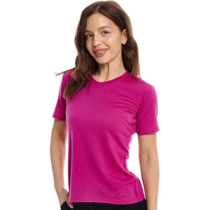 image:image100 Merino Wool Shirt Women  Short Sleeve Tee Base Layer Top Undershirt  Lightweight Breathable Merino Wool TShirt Naturally OdorResistant Soft MoistureWicking Hiking OutdoorRoyal Fuchsia