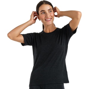 image:image100 Merino Wool Shirt Women  Short Sleeve Tee Base Layer Top Undershirt  Lightweight Breathable Merino Wool TShirt Naturally OdorResistant Soft MoistureWicking Hiking OutdoorEbony Gray