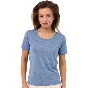 image:image100 Merino Wool Shirt Women  Short Sleeve Tee Base Layer Top Undershirt  Lightweight Breathable Merino Wool TShirt Naturally OdorResistant Soft MoistureWicking Hiking OutdoorDark Blue Scoop