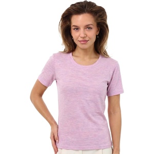 image:image100 Merino Wool Shirt Women  Short Sleeve Tee Base Layer Top Undershirt  Lightweight Breathable Merino Wool TShirt Naturally OdorResistant Soft MoistureWicking Hiking OutdoorHeather Lilac Scoop
