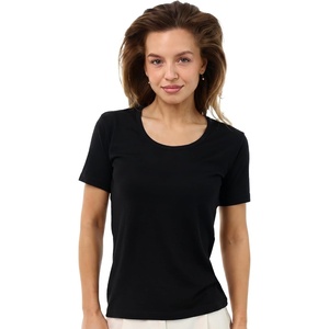 image:image100 Merino Wool Shirt Women  Short Sleeve Tee Base Layer Top Undershirt  Lightweight Breathable Merino Wool TShirt Naturally OdorResistant Soft MoistureWicking Hiking OutdoorBlack Scoop