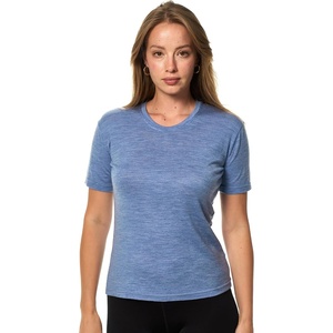 image:image100 Merino Wool Shirt Women  Short Sleeve Tee Base Layer Top Undershirt  Lightweight Breathable Merino Wool TShirt Naturally OdorResistant Soft MoistureWicking Hiking OutdoorDark Blue