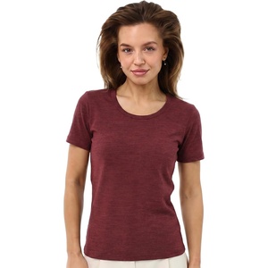 image:image100 Merino Wool Shirt Women  Short Sleeve Tee Base Layer Top Undershirt  Lightweight Breathable Merino Wool TShirt Naturally OdorResistant Soft MoistureWicking Hiking OutdoorBurgundy Wine Scoop
