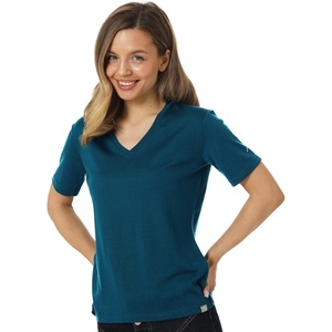image:image100 Merino Wool Shirt Women  Short Sleeve Tee Base Layer Top Undershirt  Lightweight Breathable Merino Wool TShirt Naturally OdorResistant Soft MoistureWicking Hiking OutdoorDark Teal V