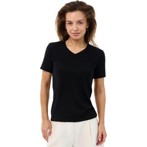 image:image100 Merino Wool Shirt Women  Short Sleeve Tee Base Layer Top Undershirt  Lightweight Breathable Merino Wool TShirt Naturally OdorResistant Soft MoistureWicking Hiking OutdoorBlack Ink V