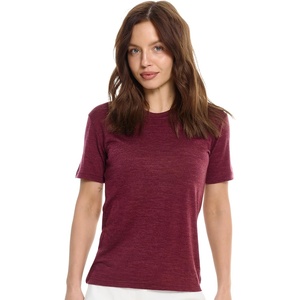 image:image100 Merino Wool Shirt Women  Short Sleeve Tee Base Layer Top Undershirt  Lightweight Breathable Merino Wool TShirt Naturally OdorResistant Soft MoistureWicking Hiking OutdoorBurgundy Wine