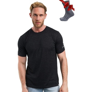image:image100 Merino Wool TShirt Men  Base Layer Top Undershirt with Hiking Socks  Lightweight Breathable Merino Wool Thermal Shirt Naturally OdorResistant MoistureWicking Ideal for Hiking TravelCharcoal Grey