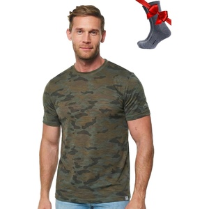 image:image100 Merino Wool TShirt Men  Base Layer Top Undershirt with Hiking Socks  Lightweight Breathable Merino Wool Thermal Shirt Naturally OdorResistant MoistureWicking Ideal for Hiking TravelCamo