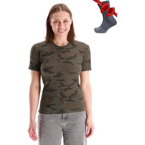 image:image100 Merino Wool TShirt Women  Short Sleeve Tee with Hiking Socks  Lightweight Breathable Merino Wool Active Base Layer Naturally OdorResistant MoistureWicking Ideal for Hiking TravelCamo