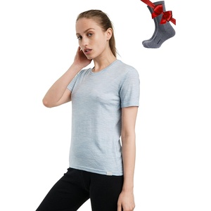 image:image100 Merino Wool TShirt Women  Short Sleeve Tee with Hiking Socks  Lightweight Breathable Merino Wool Active Base Layer Naturally OdorResistant MoistureWicking Ideal for Hiking TravelArctic
