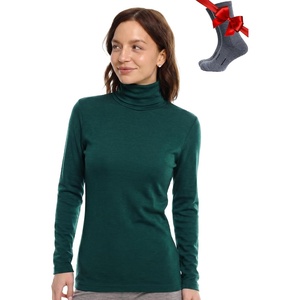 image:imageMerino Wool Base Layer Women Turtleneck  Merino Wool Sweater Women Shirt  Low and High Neck Midweight Shirt Breathable Naturally OdorResistant Soft Ideal for Hiking Skiing ColdWeather Wear260 Forest Green High