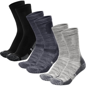 image:imageMerino Wool Socks for Men amp Women  36 Pack Wool Hiking Socks  Crew Style  Soft Itch Free Merino Wool Thick SocksCrew Socks for Work Cushioned with AntiBlister Protection Moisture Wicking Socks Multicolor Black  Charcoal  Cloud Grey