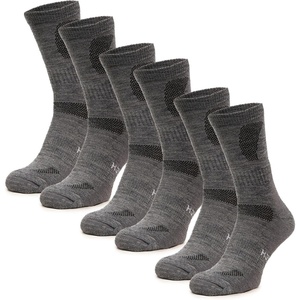 image:imageMerino Wool Socks for Men amp Women  36 Pack Wool Hiking Socks  Crew Style  Soft Itch Free Merino Wool Thick SocksCrew Socks for Work Cushioned with AntiBlister Protection Moisture Wicking SocksLight Grey Pack of 3