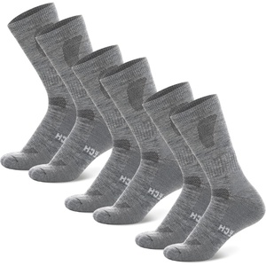 image:imageMerino Wool Socks for Men amp Women  36 Pack Wool Hiking Socks  Crew Style  Soft Itch Free Merino Wool Thick SocksCrew Socks for Work Cushioned with AntiBlister Protection Moisture Wicking SocksSilver Grey Pack of 3