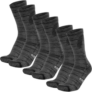 image:imageMerino Wool Socks for Men amp Women  36 Pack Wool Hiking Socks  Crew Style  Soft Itch Free Merino Wool Thick SocksCrew Socks for Work Cushioned with AntiBlister Protection Moisture Wicking SocksBlack Marble Pack of 3