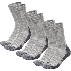 image:imageMerino Wool Socks for Men amp Women  36 Pack Wool Hiking Socks  Crew Style  Soft Itch Free Merino Wool Thick SocksCrew Socks for Work Cushioned with AntiBlister Protection Moisture Wicking Socks Cloud Grey Pack of 3