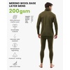 image:image100 Merino Wool Base Layer Mens  Thermal Underwear Set with Neck Gaiter  Midweight Breathable Merino Wool Shirts Bottom Naturally OdorResistant Ideal for Hiking Skiing ColdWeather Layering200 Dark Olive